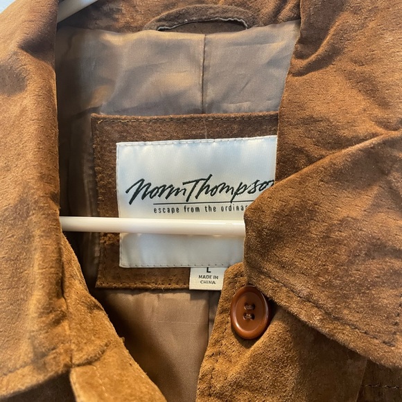 Norm Thompson Brown Suede Trench Coat - Picture 2 of 2